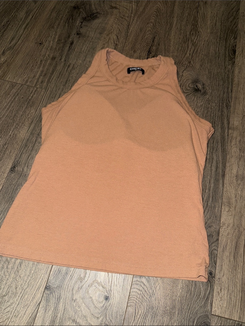 chic me tank neutral Ribbed Scoop Neck Tank built in bra xl